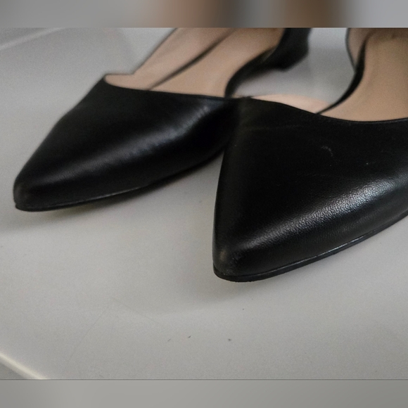 Marc Fisher LTD Black Leather Flats Pointed Toe D’Orsay Size 6.5 Classic Minimal - Picture 5 of 10